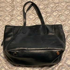 Fossil leather navy blue tote